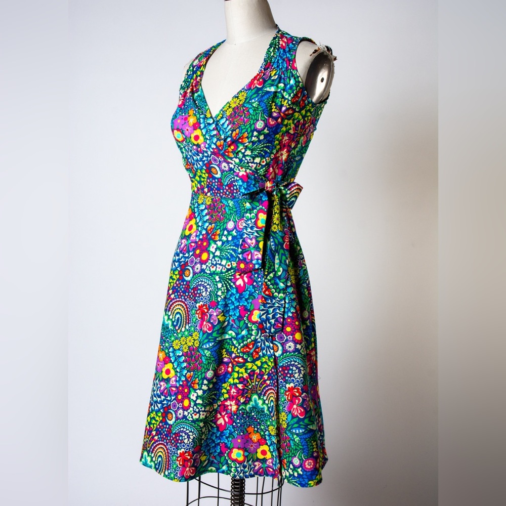Heart of Haute Reina wrap dress retro vintage rainbow XL